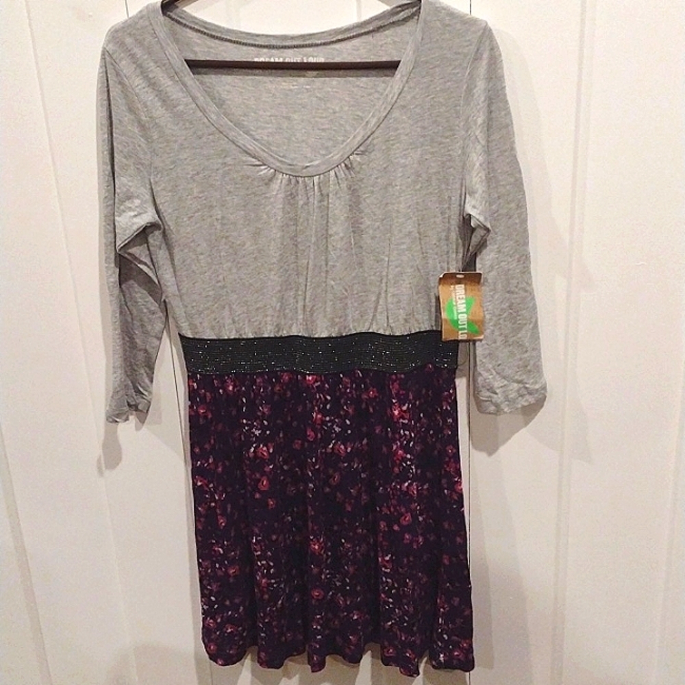 Cute gray and purple knit dress by Selena gomez